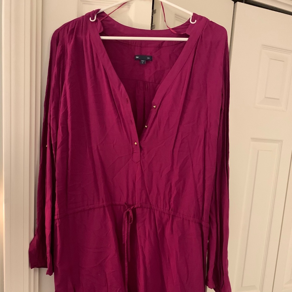 Dark Pink Dress with tie at waist